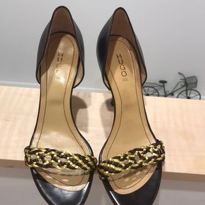 Hugo, HUGO BOSS. Brown and gold tone shoes